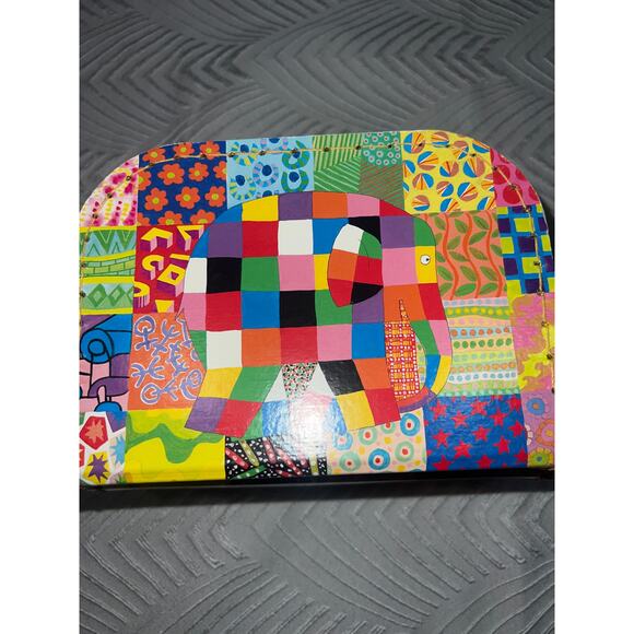 Petit Jour Paris “Elmer” Kids Suitcase Set Colorful Patchwork Elephant Set of 2 - Picture 11 of 13